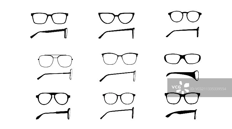 黑色眼镜框正面和侧面视图素材图片素材