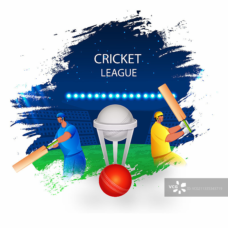 板球锦标赛概念图，两位击球手图片素材