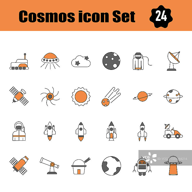 扁平风格宇宙图标集图片素材