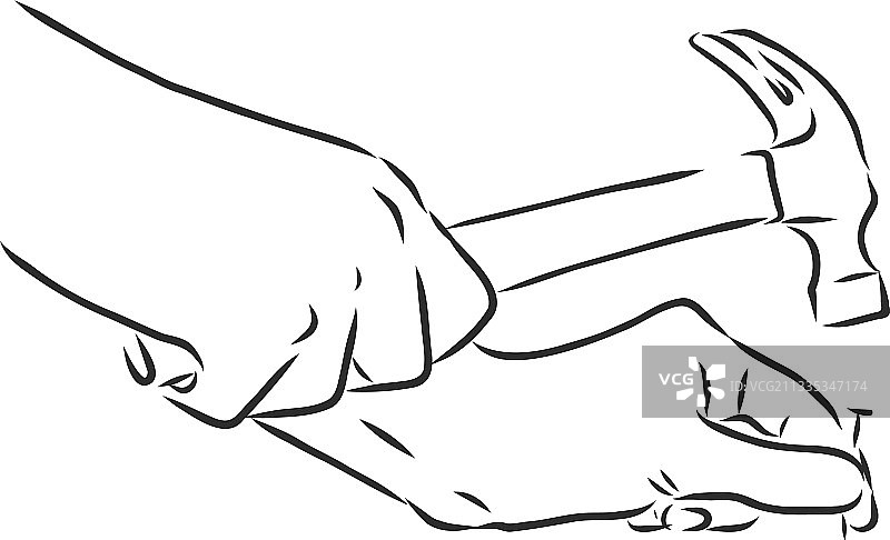 手绘锤子和钉子图片素材