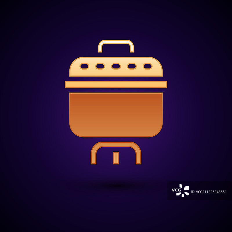 黑色背景上的金色烹饪锅图标图片素材