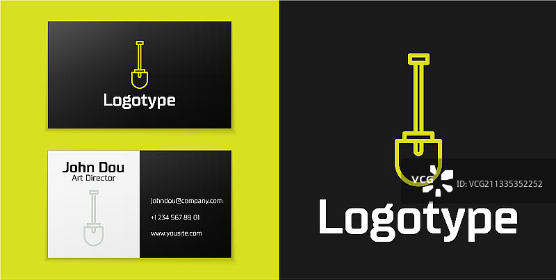 黑色背景上的铁锹图标标志图片素材