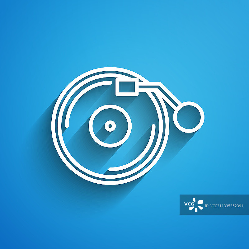 白色线条黑胶唱片播放器图标图片素材