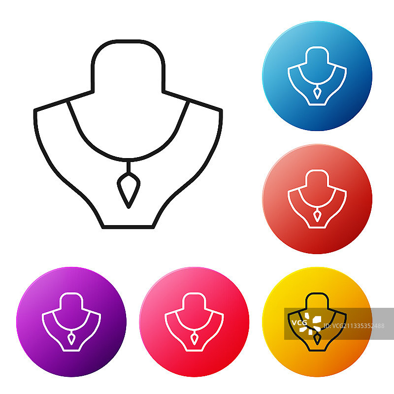 人体模型上的项链黑色线条图标图片素材