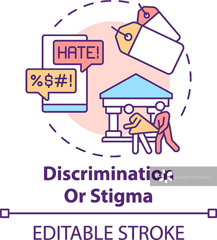 歧视或污名化概念图标图片素材