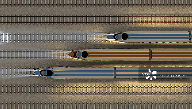 高速铁路和列车由三维图形制作图片素材