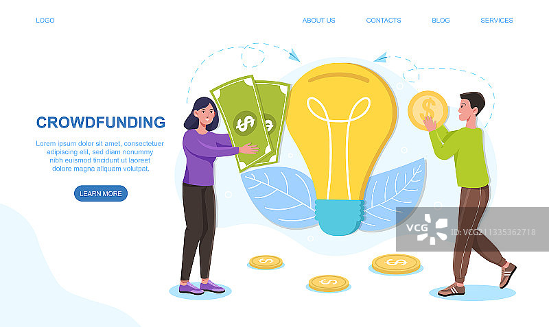 男女角色正在捐款图片素材