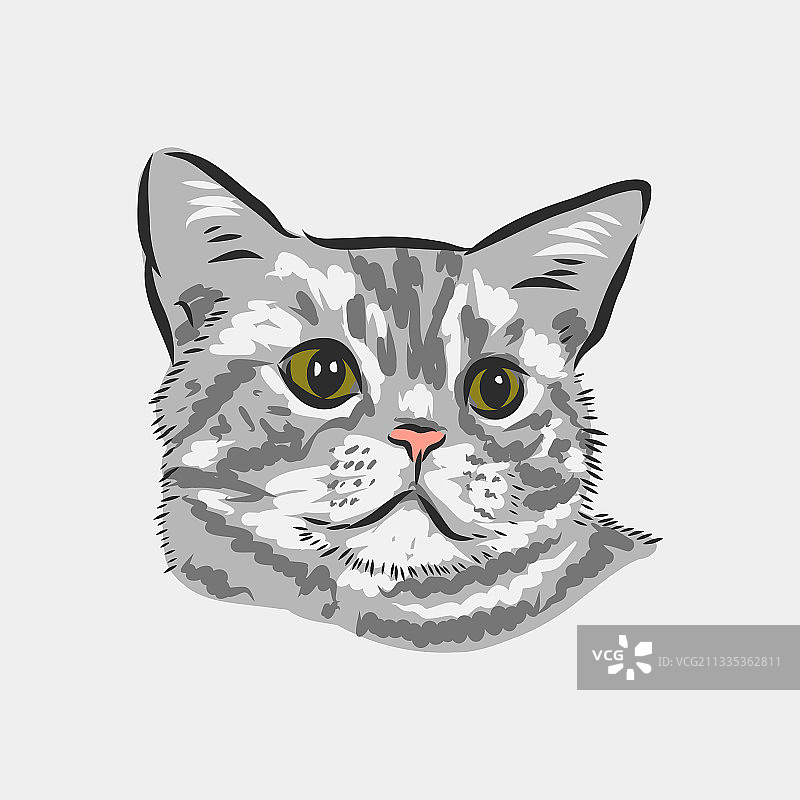 家猫逼真素描标志图片素材