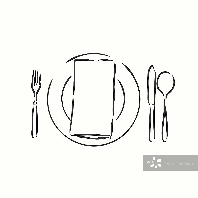 手绘餐桌摆台复古速写图片素材