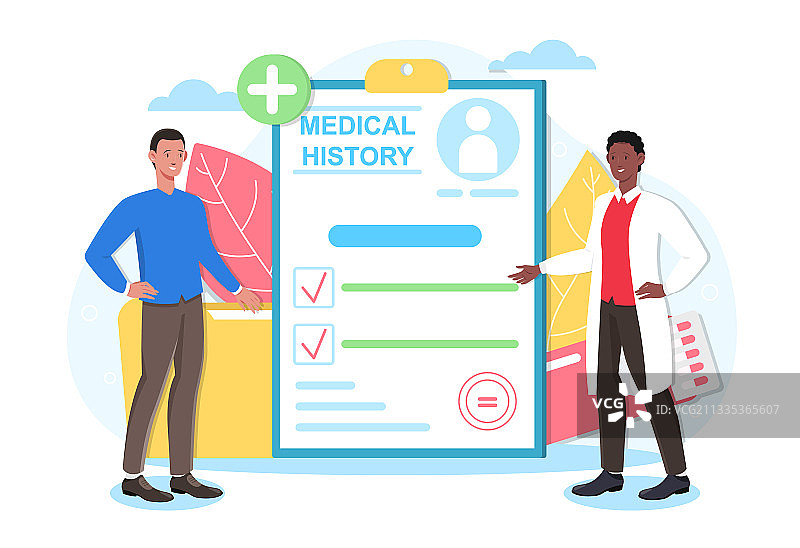 男医生正在检查病历图片素材