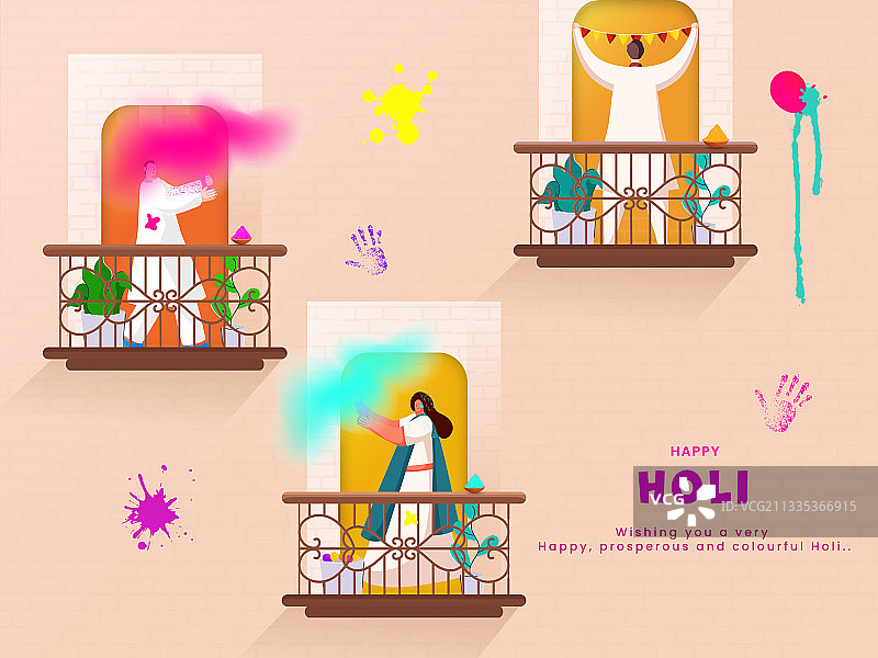 享受或庆祝洒红节的印度人图片素材