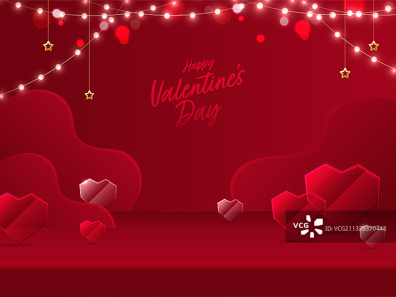 水晶或玻璃质感情人节快乐字体设计图片素材