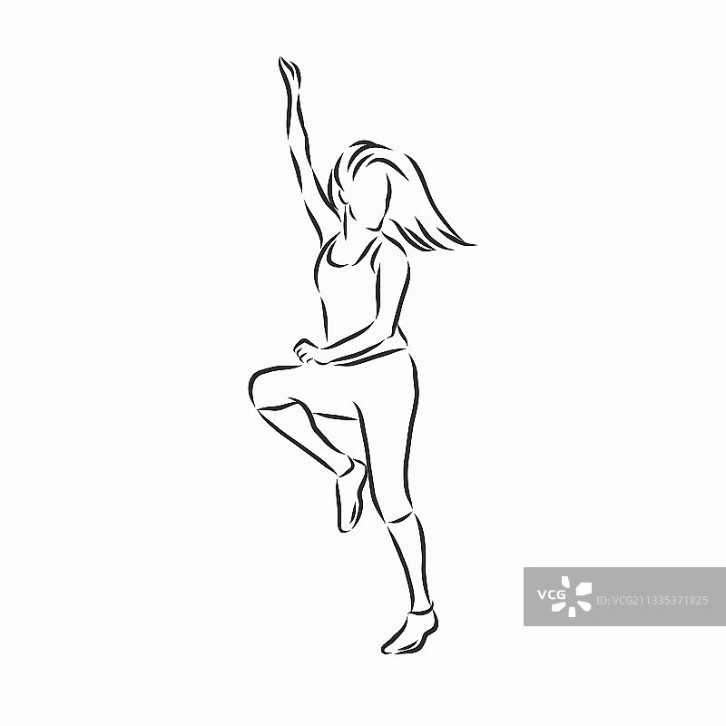 健身舞者速写图片素材
