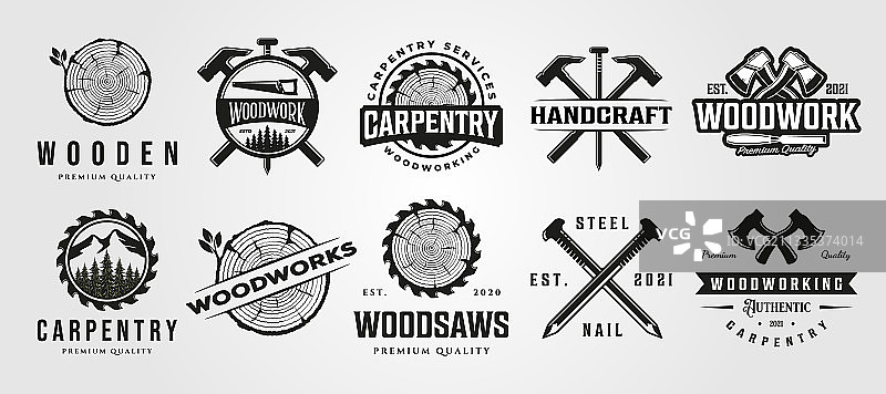 木工复古标志图片素材