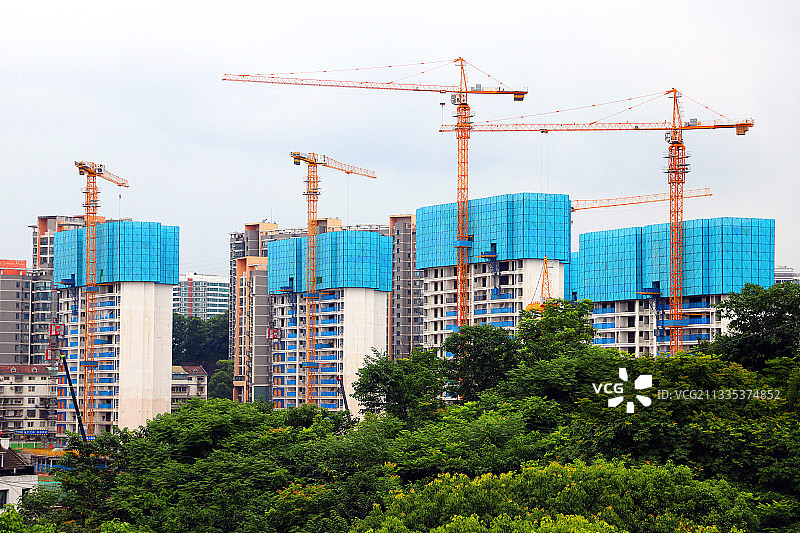 城市在建楼盘，房地产楼市房子图片素材