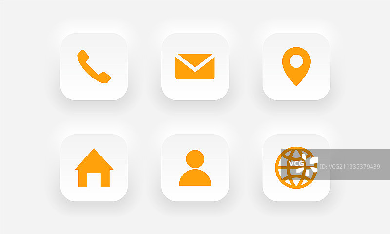 拟态风格名片图标集：电话与邮件图片素材