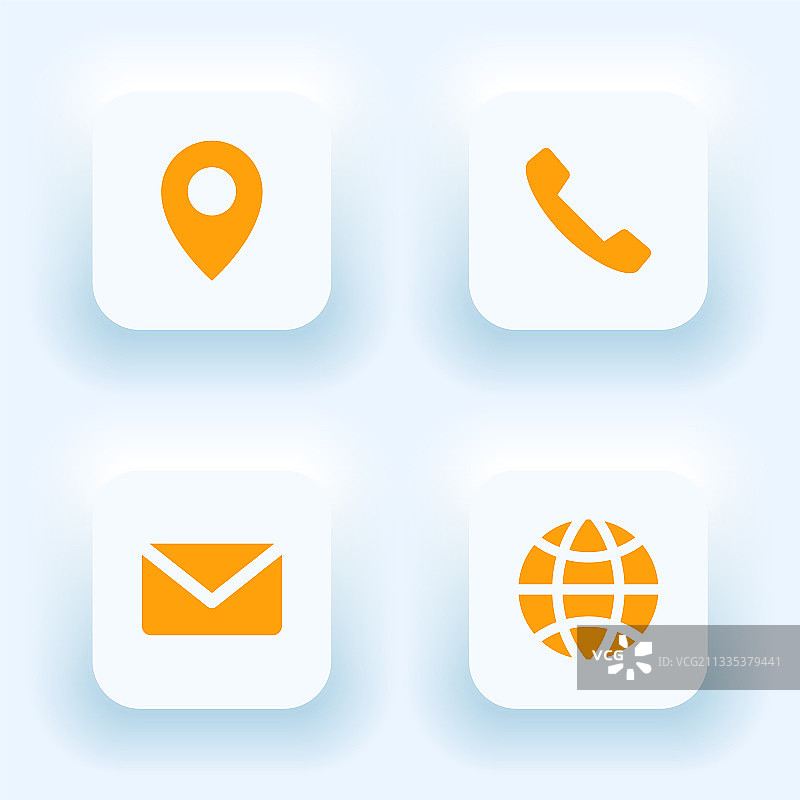 拟态风格名片图标集：电话与邮件图片素材