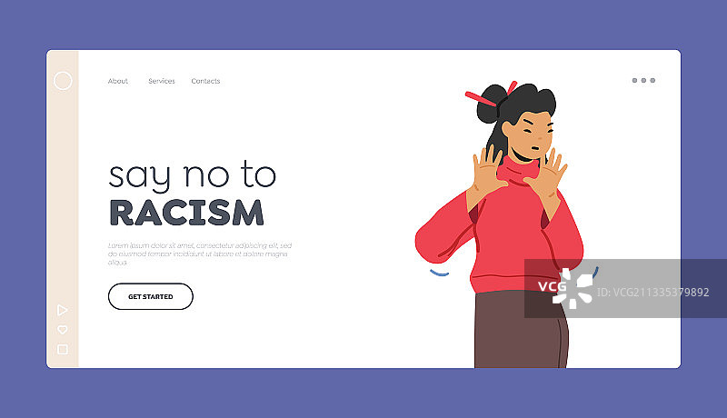 反对种族歧视着陆页模板，女性图片素材