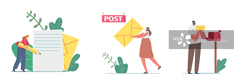 人物书写发送或接收邮件图片素材