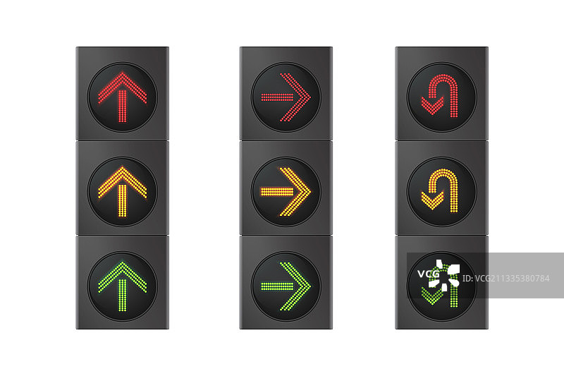 带箭头的交通信号灯图片素材