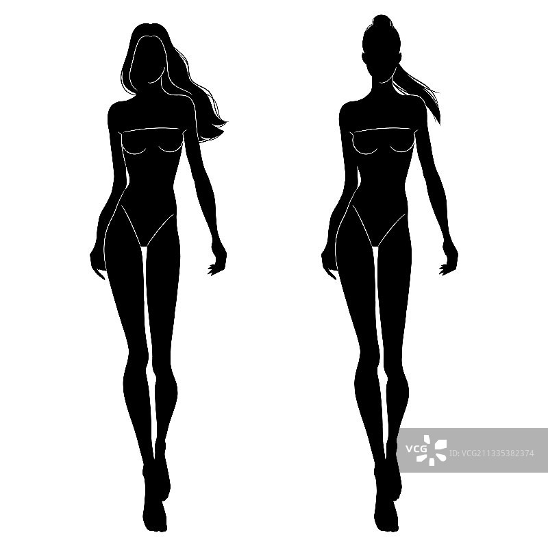 黑色剪影时装模特走秀图片素材