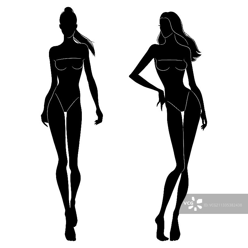 黑色剪影时装模特走秀图片素材