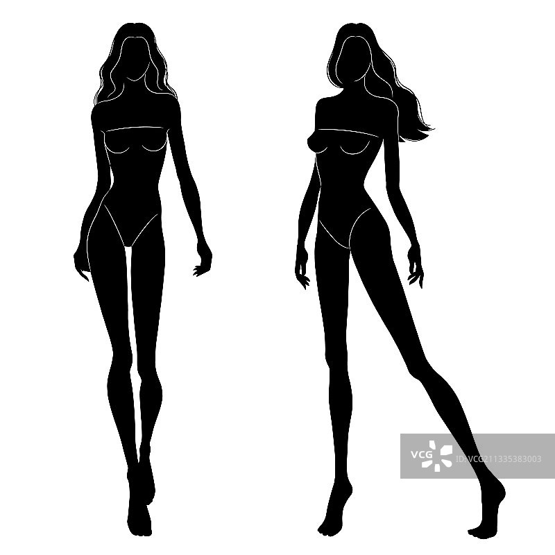 黑色剪影时装模特走秀图片素材