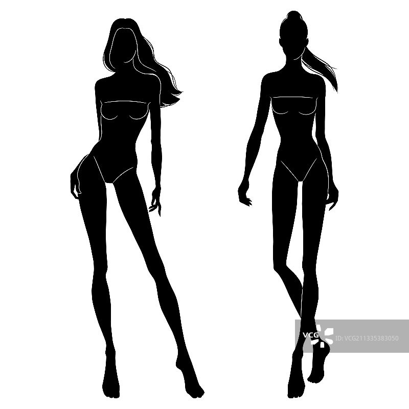 黑色剪影时装模特走秀图片素材