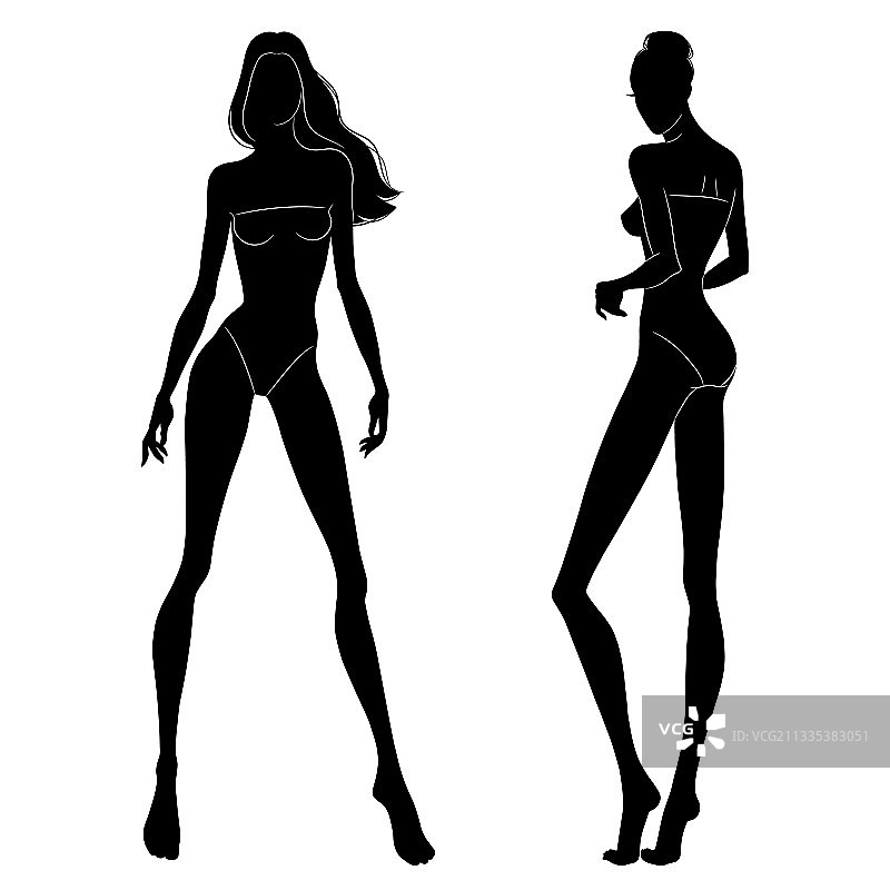 黑色剪影时装模特走秀图片素材
