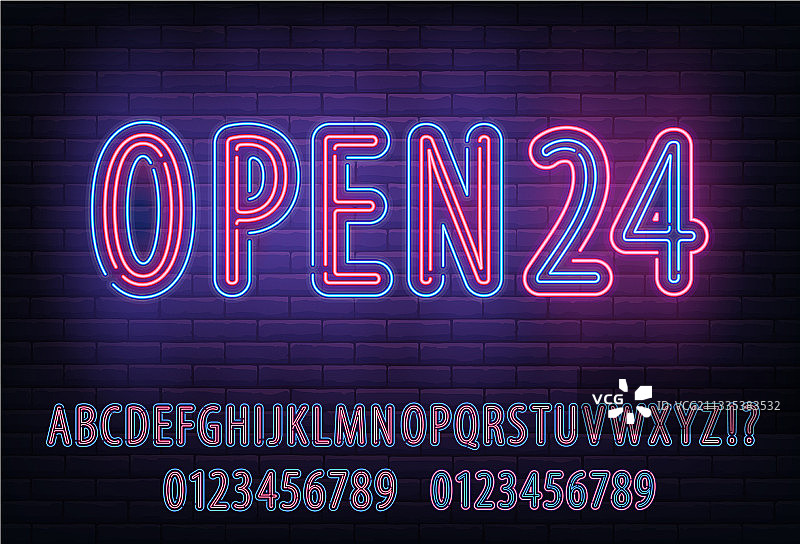 霓虹灯字母表图片素材