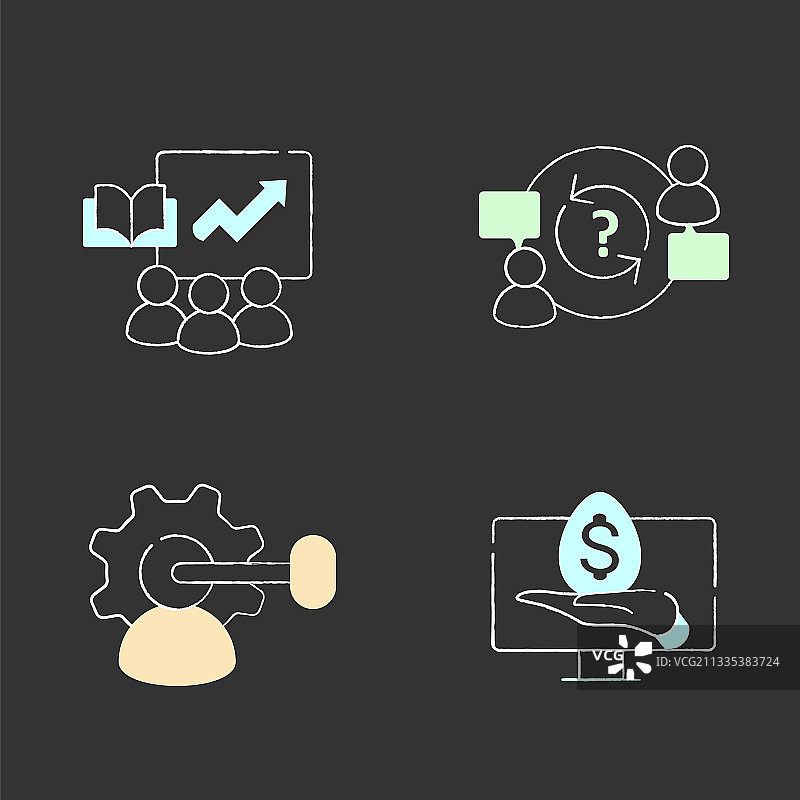 企业孵化器粉笔图标集图片素材