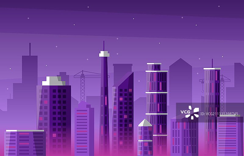 夜间城市建筑景观图片素材