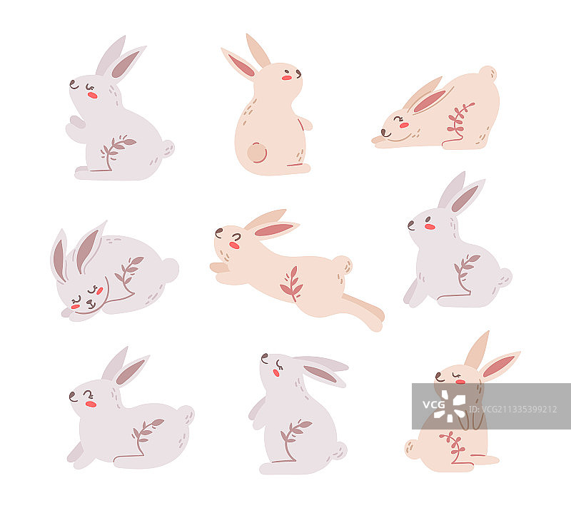 复活节兔子儿童粉彩插画图片素材