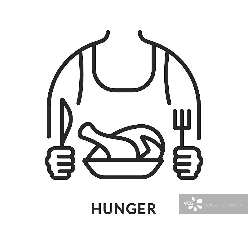 饥饿扁平线条图标图片素材