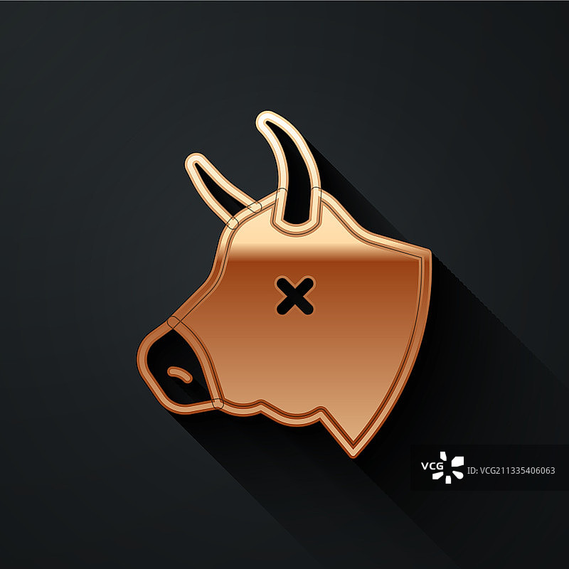 黑色背景上的金色牛头图标图片素材