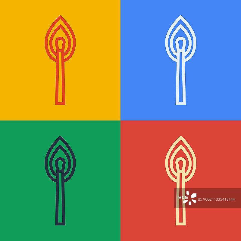 波普艺术风格的燃烧火柴图标图片素材