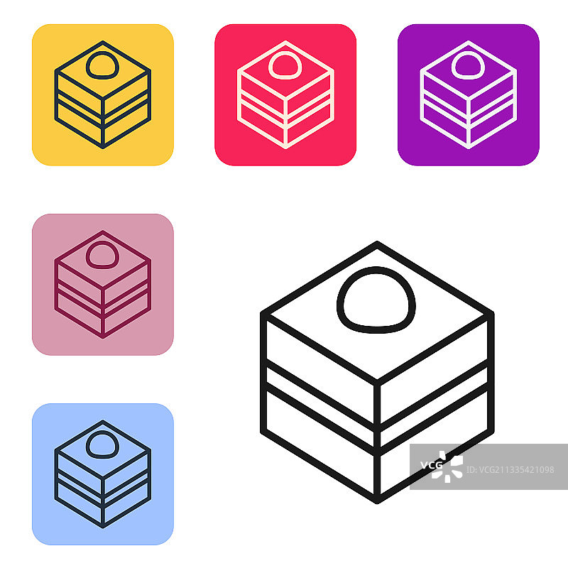 隔离的黑色巧克力布朗尼蛋糕图标图片素材