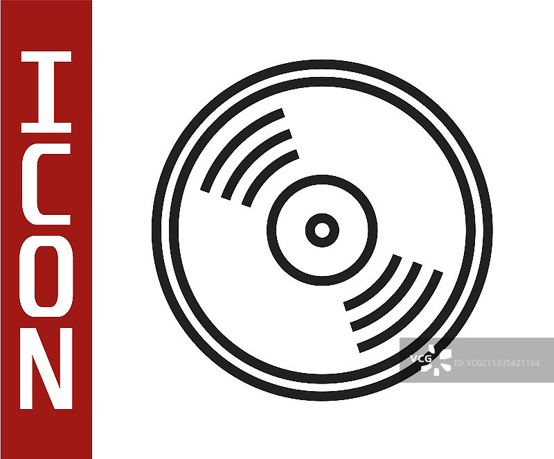 白色背景上的黑色线条黑胶唱片图标图片素材