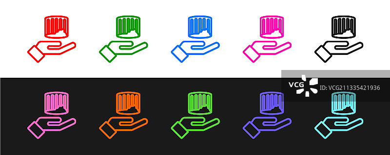 黑色背景上的古代柱子图标图片素材