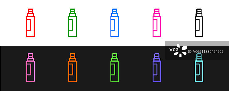 线条马克笔黑色背景图标套装图片素材