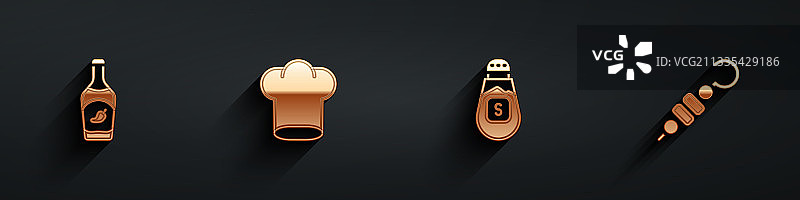 番茄酱瓶厨师帽盐和烤图片素材