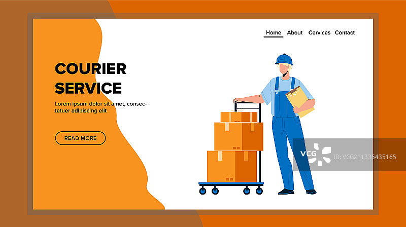 快递服务人员派送箱子图片素材