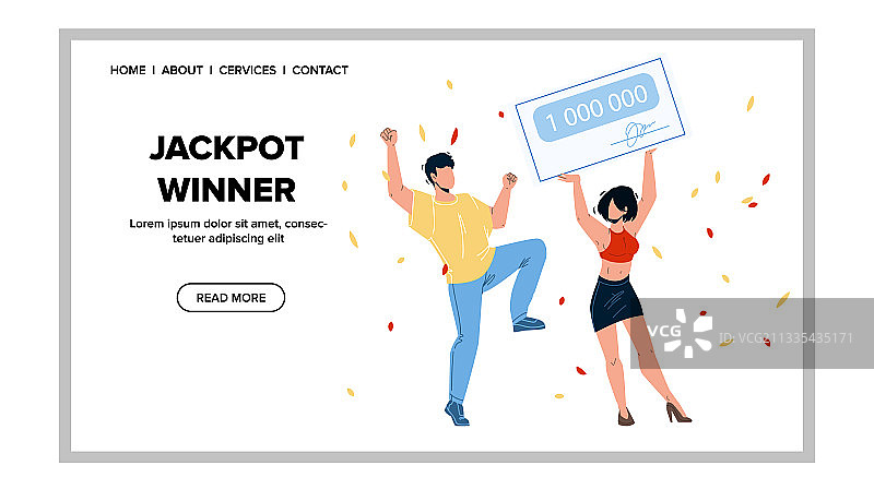 累积奖金赢家男女庆祝图片素材