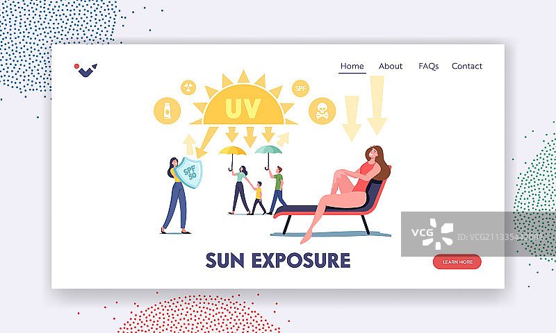 紫外线辐射着陆页模板图片素材