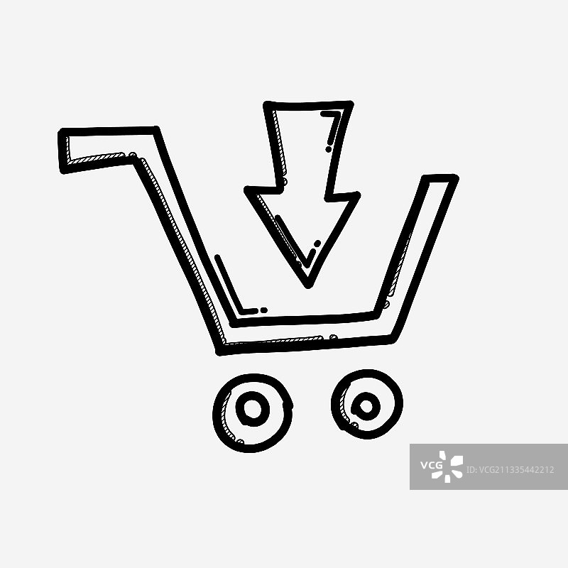 手绘商店购物车下载图标草图图片素材