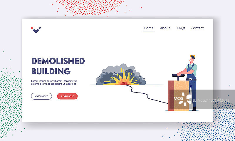 建筑物拆除着陆页模板工人图片素材