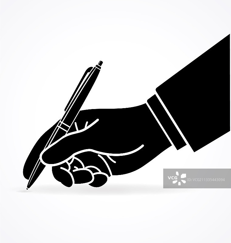手握笔书写签名轮廓图片素材