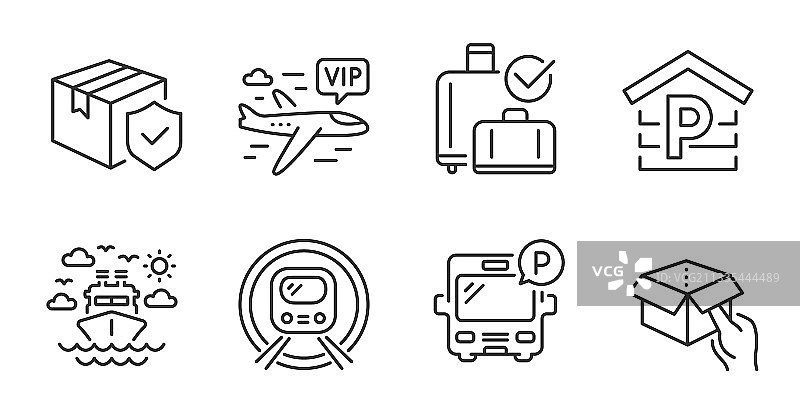 公交车停车船舶旅行和行李认领图标图片素材