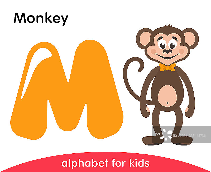 黄色字母M和棕色猴子图片素材