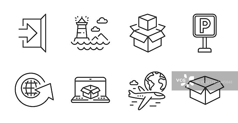 在线配送世界地球和出口图标集图片素材
